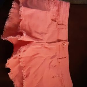 Hot pink cut off shorts